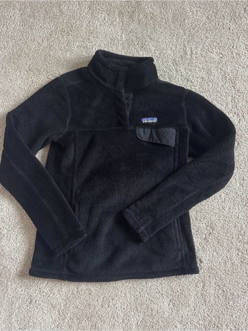 Patagonia Re-Tool Fleece Snap Pullover Black Woman’s Size Small